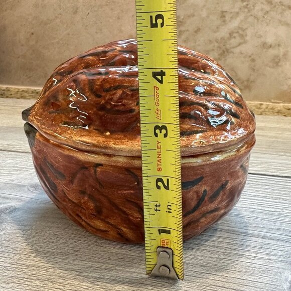 Glazed Ceramic Walnut Jar with Lid - Picture 14 of 14